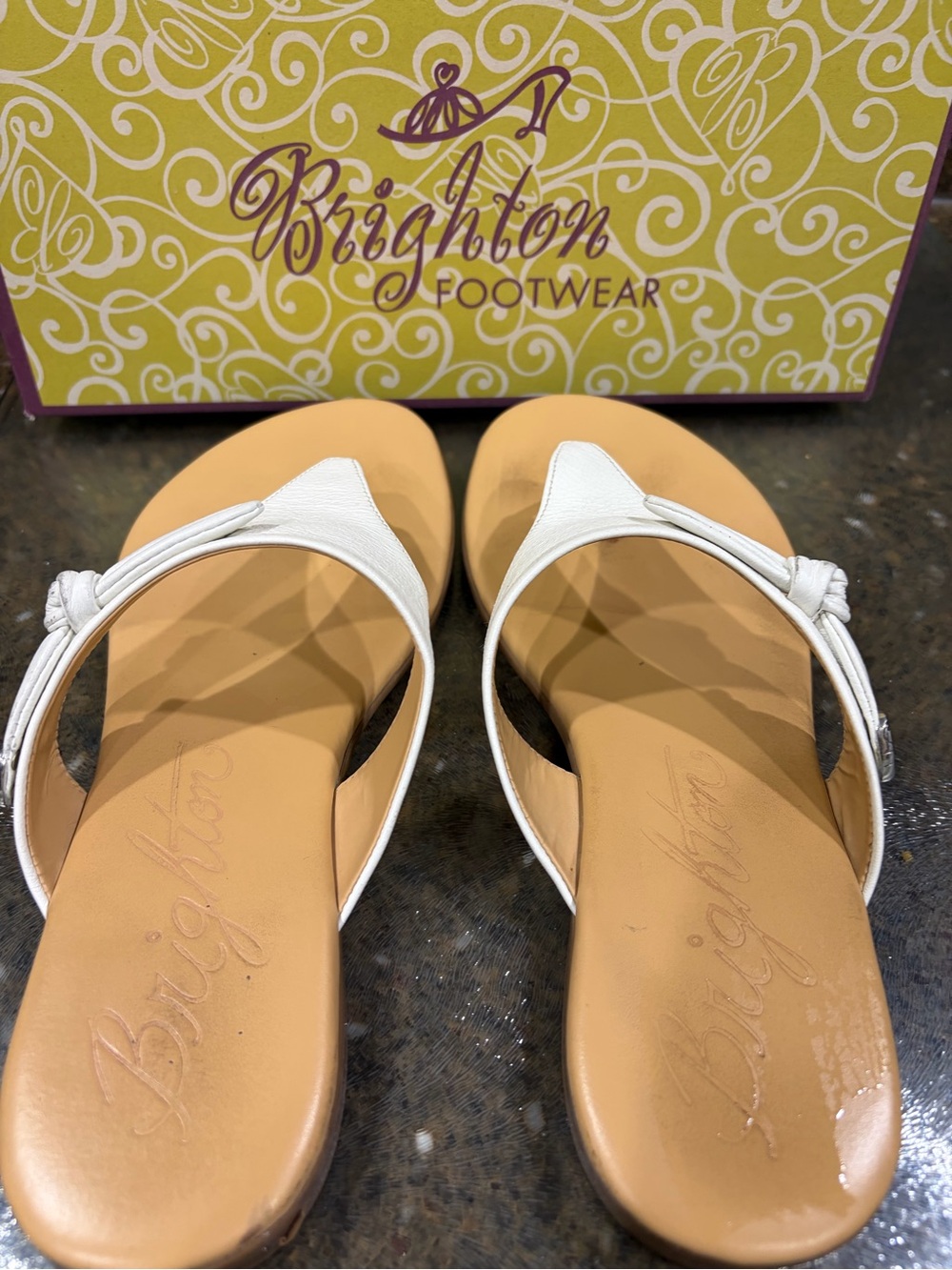 Brighton Women’s White Leather Thong Sandals